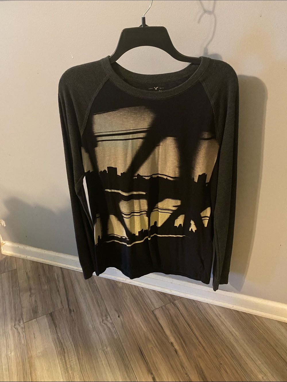 American Eagle Outfitters Black Thermal Heritage Long Sleeve